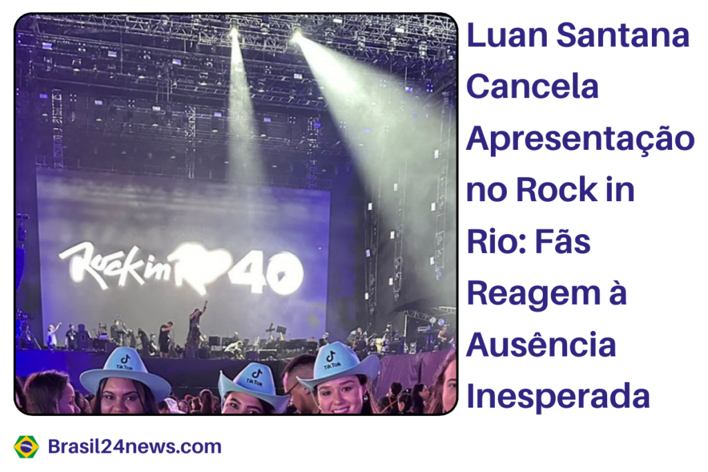 Luan Santana se apresenta em um evento anterior, enquanto fãs aguardam ansiosos no Rock in Rio.