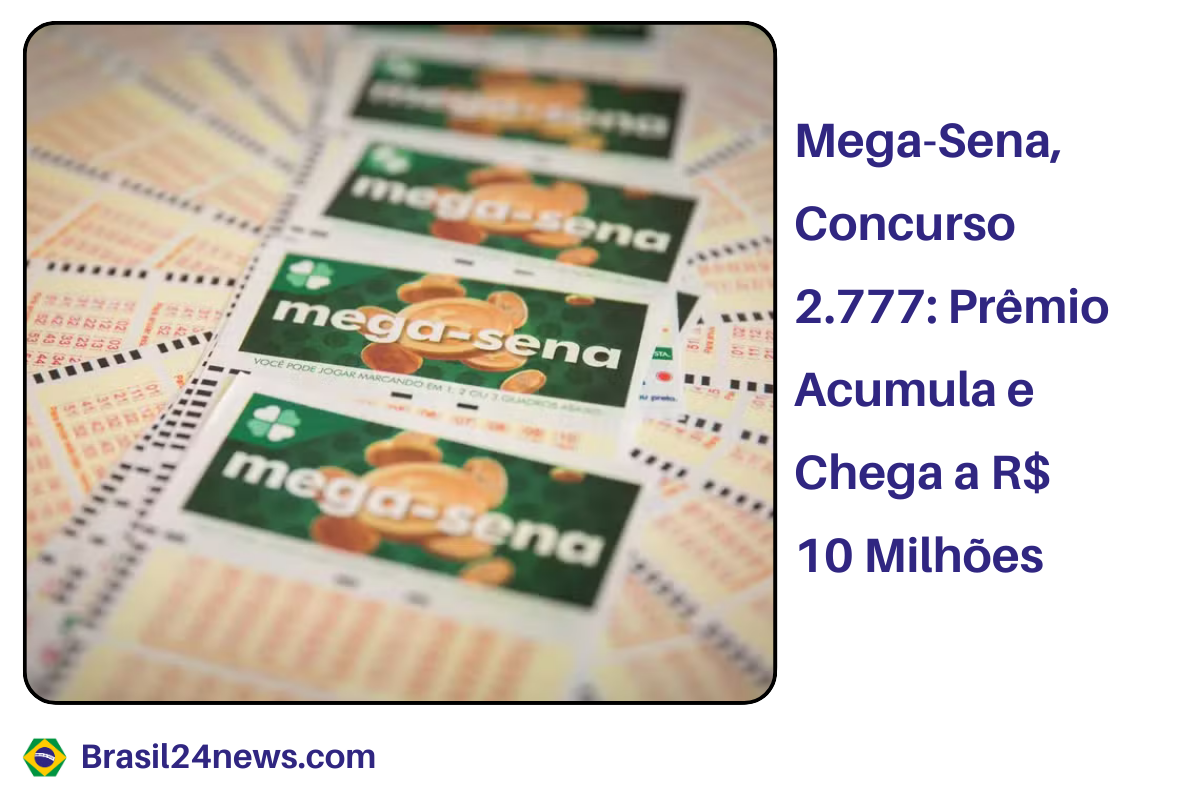 Resultado do sorteio da Mega-Sena concurso 2.777 com números sorteados e prêmio acumulado